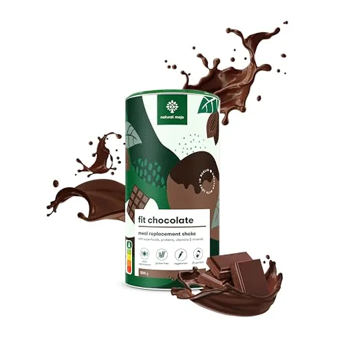 natural mojo fit chocolate (500 g) Shake - vegetarischer Mahlzeitersatz mit wertvollen Nährstoffen, Protein und Superfoods - Fit Shake für bewusste Ernährung mit Schoko Geschmack