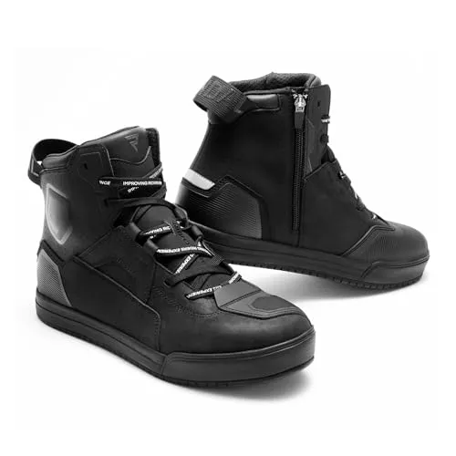 REBELHORN Vandal II Motorradstiefel für Herren und Damen | Perforiertes Leder mit Schutz - Hochwertige Motorradstiefel aus Rindsleder und Mikrofaser mit verstärktem Knöchel- und Zehenschutz. Der lange Reißverschluss ermöglicht einfaches Anziehen und die perforierte Struktur sorgt für eine optimale Belüftung.