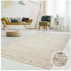 TaraCarpet Lambrecht 63 grau beige 170x230 cm - Hochwertiger handgefertigter Webteppich aus reiner Schurwolle, ideal für den Landhausstil. Langlebig und wendbar – ein attraktives Angebot für Ihr Zuhause.