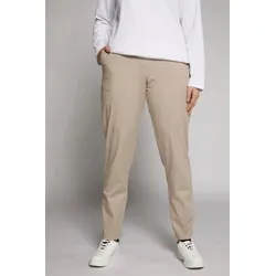 Ulla Popken Damen Chino in großen Größen - Damen-Hosen mit hochwertiger Garment-Dyed-Färbung und teilelastischem Komfortbund, ideal für bequemes Tragen ohne Verschluss.