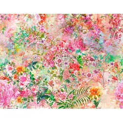 Fototapete LIVING WALLS "Flower Power", bunt, B:2,6m L:3,36m, Vlies, Tapeten, Tapete Natur Tapeten Wohnzimmer Schlafzimmer Küche Flur Design Optik