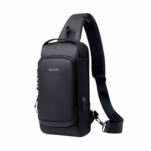 Yesido Businesstasche Canvas Sling Bag Rucksack WB46 - Businesstasche mit wasserdichter Beschichtung, USB-Ladeanschluss und Zahlenschloss für sicheren Transport und modernen Style.