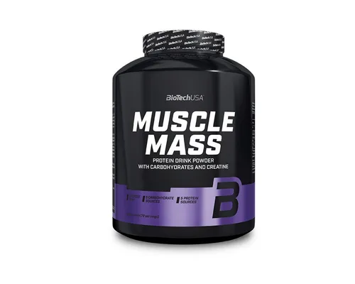 Biotech USA Muscle Mass 4000g Pulver - Kohlenhydrate für effektiven Muskelaufbau, mit 5 hochwertigen Proteinen und Kreatin für optimale Regeneration nach dem Training.