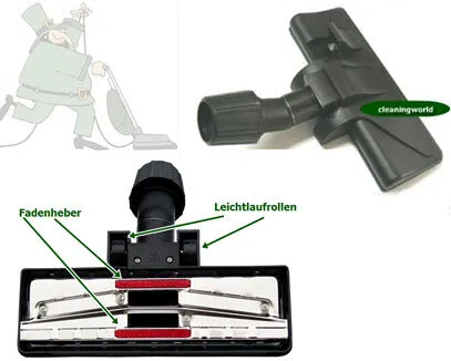 TOP Bodendüse, 2 Gleitrollen für Teppich & Hartböden für Parkside Staubsauger