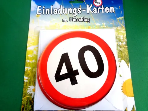 Stk. Einladungs-Karten mit Umschlag " 40. Geburtstag ", Neu & OVP 6