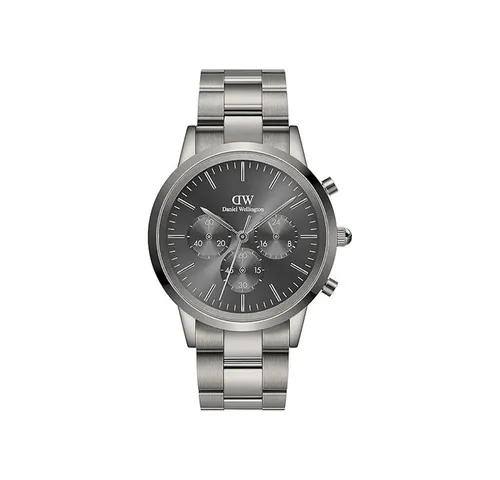 Daniel Wellington Iconic Chronograph Link Graphite GM - Armbanduhr mit elegantem Chronographen-Design, robustem Edelstahlarmband und einfach wechselbarem Armband für vielseitigen Tragekomfort.