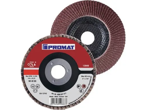 1er PACK(Stk) PROMAT  Fächerscheibe  D. 115 mm Körnung 40 gekröpft Stahl/Holz No