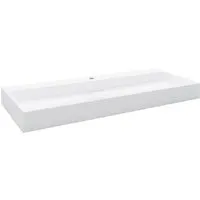 vidaXL Waschbecken 120 x 46 x 11 cm aus Mineralguss in Weiß - Elegantes Waschbecken aus leicht zu reinigendem Mineralguss, ideal als Wand- oder Aufsatzbecken für jedes Badezimmer. Inklusive Hahnloch für einfache Installation.