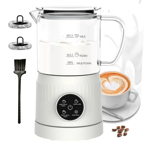 4-in-1 Elektrischer Milchaufschäumer und Milchwärmer - Automatische Milchaufschäumer mit Touch-Bedienung für heißen und kalten Schaum, ideal für Latte, Cappuccino und heiße Schokolade. Große Kapazität und gleichmäßige Erwärmung für perfekten Genuss.