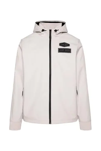 Camp David Herren Softshelljacke mit Logo-Prägung am Rücken Silvery, XXL - Stylische Softshelljacke mit geripptem Stehkragen, verstellbarer Kapuze und praktischen Einschubtaschen. Ideal für Outdoor-Aktivitäten und den täglichen Gebrauch.