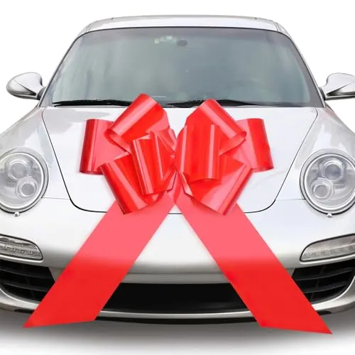 Riesige Große Rote Schleife, Geschenkschleife Große - XXL 76 cm, Riesige Autoschleife, Schleife groß, für Auto Fahrrad Weihnachten Große Geschenk Hochzeit Party Feier(Keine Formulierung)
