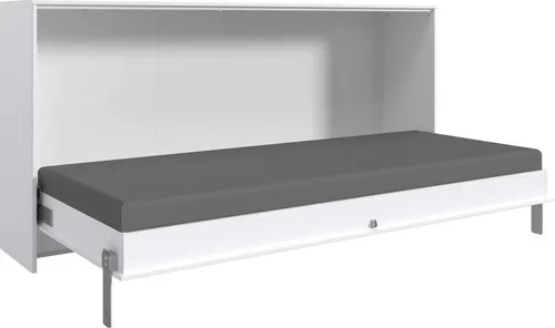 Mid.you Schrankbett Wimex Juist - Weiß, 90x200 cm - Praktisches Schrankbett in Weiß für kleine Räume, verwandelt sich tagsüber in Stauraum und nachts in eine komfortable Schlafgelegenheit. Ideal für Jugend- oder Gästezimmer.