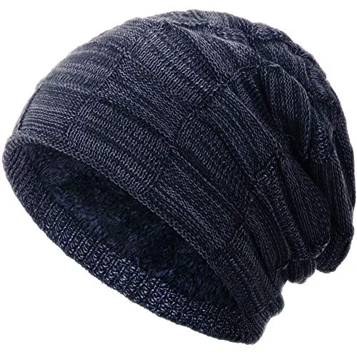 Compagno warm gefütterte Beanie Wintermütze Flechtmuster unifarben oder meliert Einheitsgröße Mütze