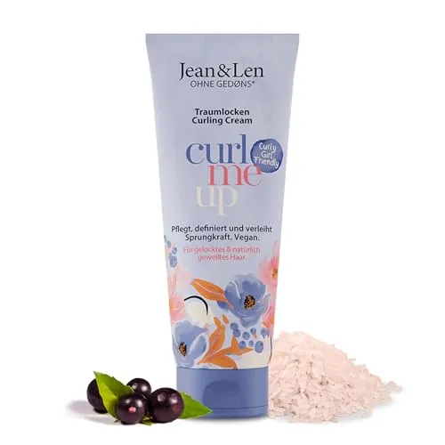 Jean & Len Traumlocken Curling Cream - Lockenpflege mit Reiswasser & Acaibeere, 100 ml - Die Jean & Len Traumlocken Curling Cream definiert und verleiht Sprungkraft für alle Lockentypen. Die vegane Formel sorgt für glänzende, frizzfreie Locken – ideal für den täglichen Einsatz.