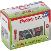 fischer Allzweckdübel DuoPower 6 x 30 S, 50 Stück - Hohe Haltewerte durch innovative 2-Komponenten-Technologie für vielseitige Anwendungen
