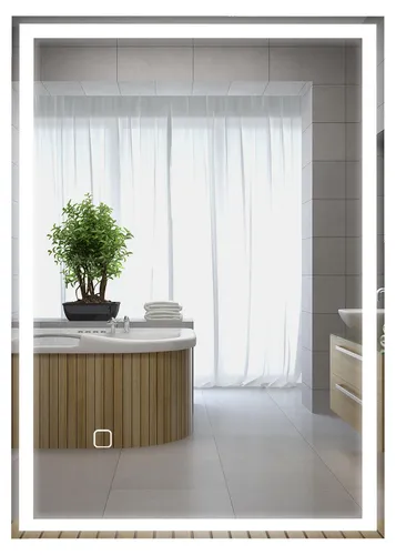 HOMCOM Badspiegel mit Beleuchtung 70 x 50 cm - Badezimmer Wandspiegel mit Touchschalter, antibeschlagfähig und verstellbarer dreifarbiger Beleuchtung für optimale Sicht in jeder Umgebung.