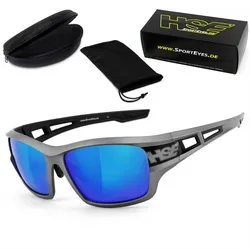HSE - SportEyes Sportbrille 2095gm, Steinschlagbeständig durch Kunststoff-Sicherheitsglas blau