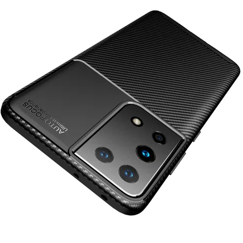 Hülle für Samsung Galaxy S21 Ultra 5G Schutzhülle Silikon Schwarz Carbon Optik