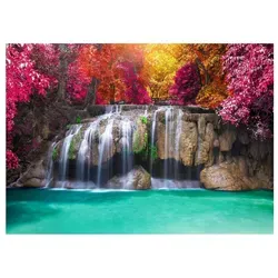 Fototapete Wasserfall Wald 3D EFFEKT Natur Wasser 200x140 cm - inkl. Kleister - für Wohnzimmer Schlafzimmer Flur Modern Vlies Tapete Vliestapete Wandtapete Motivtapeten UV-Beständig