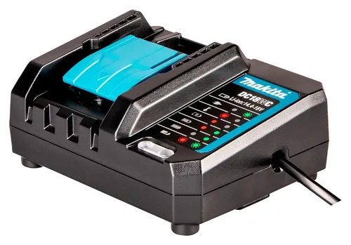 Makita Kompaktladegerät DC18WC - Li-Ion, 14,4 - 18 V - Schleifmaschinen Zubehör: Kompaktes Ladegerät für 14,4 V und 18 V Akkus mit Schnellverschluss, ideal für schnelle Ladezeiten von 40-160 Minuten, perfekt für mobile Einsätze.