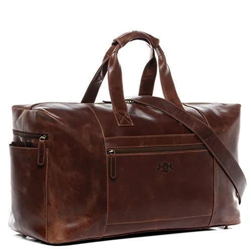 SID & VAIN BRISTOL Reisetasche XL aus echtem Leder - Hochwertige Reisetasche für Damen und Herren, ideal für Wochenendausflüge oder Sport, bietet viel Platz und stilvolles Design aus echtem Leder.