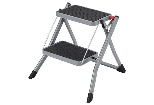 SONGMICS Trittleiter Klapptritt mit 2 Stufen - Haushaltsleiter, platzsparend und bis 150 kg belastbar, ideal für hohe Regale und Arbeiten in der Wohnung.