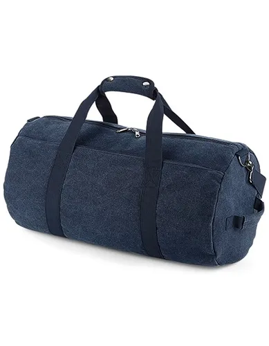 BagBase BG655 | Reisetasche Vintage Canvas Barrel Bag - 28 x 49 x 28 cm - Farbe: Vintage Oxford Navy - Größe: 28 x 49 x 28 cm