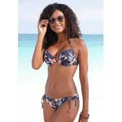 LASCANA Push-Up-Bikini-Top Malia, mit tropischem Print grau 40