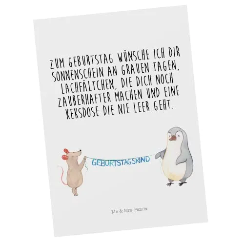 Mr. & Mrs. Panda Postkarte Maus Pinguin Geburtstag - Grußkarte mit witzigem Pinguin-Motiv, perfekt für Geburtstagsgrüße und persönliche Botschaften, hochwertig verarbeitet für Langlebigkeit und Freude.