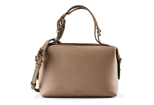 Furla Double Mini Handtasche - Damen - grau - Elegante Furla Double Mini Handtasche aus genarbtem Leder, ideal für stilvolle Auftritte und den täglichen Gebrauch.