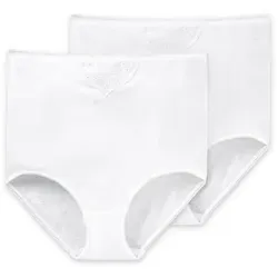 Schiesser Maxislip "Cotton Essentials" (2er Pack) mit zarten Stickerei-Motiven weiß 36