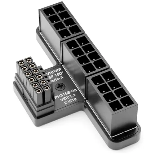 deleyCON PCIe 3x8 Pin auf ATX3.0 12+4 Pin Winkel 180 Grad 12VHPWR Adapter TYP-A PCI-E bis 600W GPU für Grafikkarten GPUs