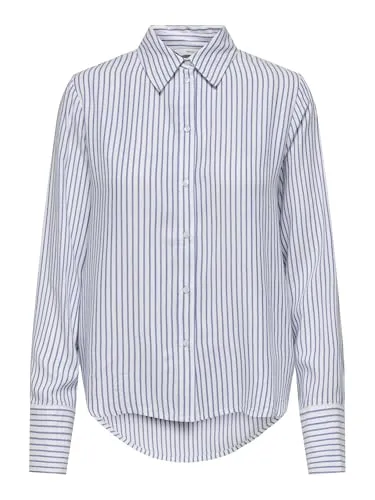 ONLY Hemdbluse ONLBERIT LIFE L/S SHIRT WVN in Weiß - Modische Bluse aus 100% Viskose, pflegeleicht und ideal für jeden Anlass. Der abgerundete Saum und der normale Hemdkragen sorgen für einen eleganten Look.