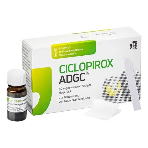 Ciclopirox Adgc 80 mg/G Nagellack 6.6 ML - Arzneimittel zur Behandlung von Nagelpilzinfektionen mit Ciclopirox, der tief in die Nagelplatte eindringt und eine effektive pilztötende Wirkung entfaltet.