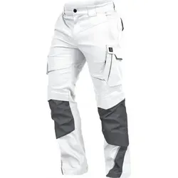 Bundhose-Flex-Line Weiß/Grau, Größe 48 - Robuste Arbeitskleidung - Arbeits- & Schutzkleidung, gerader Schnitt mit Reflektoren für Sichtbarkeit und vielseitigen Taschen für perfekten Stauraum.