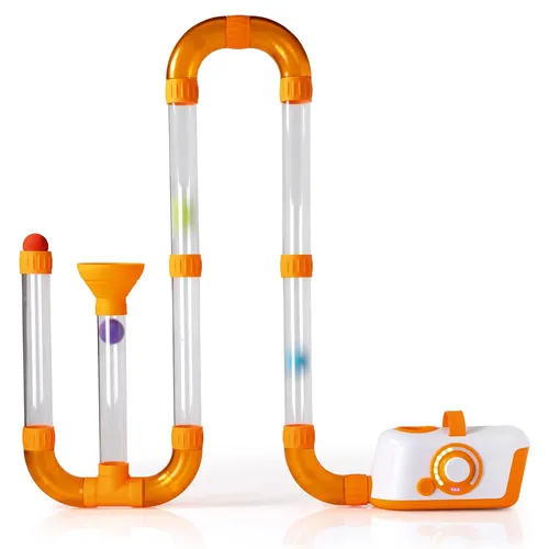Fat Brain Toy Co. Air Toobz - Ballwerfen für Kinder ab 3 Jahren - Ballwurfspielzeug für drinnen, fördert die motorischen Fähigkeiten. Mit buntem Design in Orange und Weiß, ideal für Spaß und Bewegung. Benötigt Batterien für stundenlangen Spielspaß.