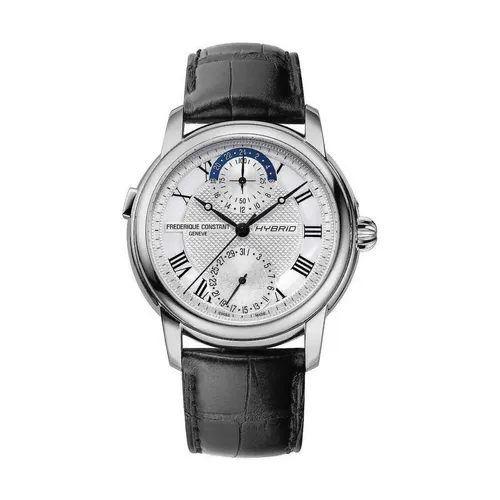 Frederique Constant HYBRID MANUFACTURE BLUETOOTH Herren Smartwatch - Elegante Herrenuhr mit Bluetooth-Funktion, wasserdicht bis 5 atm und stylischem Lederarmband – die perfekte Kombination aus klassischem Design und moderner Technologie.