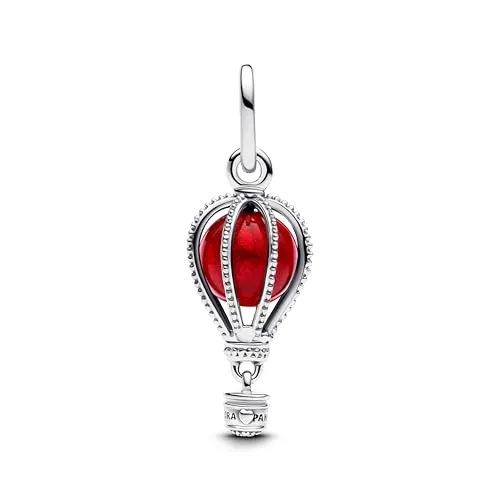 PANDORA Moments Heißluftballon Charm-Anhänger - Bead Charms für Damen, inspiriert von Abenteuern mit einem roten Murano-Glas-Ballon, perfekt für Pandora ME und Moments Armbänder.