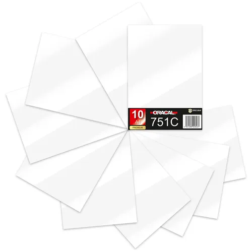  DIN A4 Bögen 10er Set Weiß Glanz 29,7x21cm ORACAL 751C Folie Auto 20,47€/m²