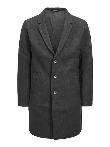 Jack&Jones Kurzmantel 48161303920979 in Dunkelgrau - Größe M - Eleganter Kurzmantel mit Knopfverschluss und praktischen Eingriffstaschen. Zeitloses Design, ideal für jeden Anlass. Hergestellt aus recyceltem Material für nachhaltigen Stil. Ein Must-Have für Ihre Garderobe!