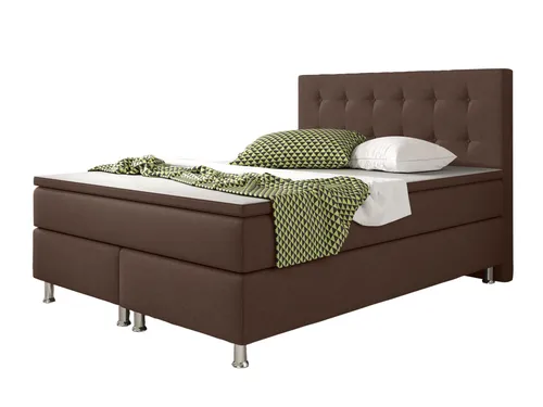Inter Handels Boxspringbett Köln 140x200 Webstoff Braun - Boxspringbett Köln 140x200 cm, bietet exzellenten Schlafkomfort mit individueller Druckentlastung dank 5 Gang Bonell-Federkern-Matratze und PolyurethanSchaum-Topper.
