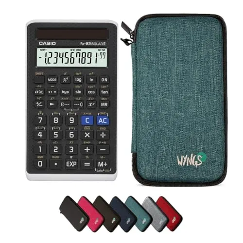 Casio fx-82 Solar II inkl. WYNGS Schutztasche Türkis - Wissenschaftlicher Taschenrechner - Basic Paket