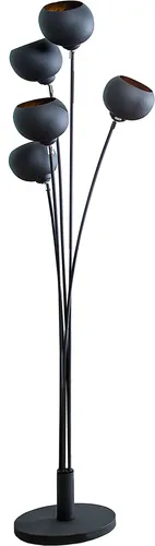 Moderne Design Stehlampe MAGMA 170cm schwarz gold - Standleuchte im angesagten Retrodesign mit edler Blattgold Optik für gemütliche Lichtakzente und blendfreies Ambiente.