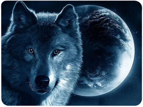 Silent Monsters Gaming & Office Mauspad 24 x 20 cm Mousepad Wolf Mond Nacht