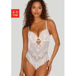 JETTE Body aus floraler Spitze mit Push-up-Effekt, sexy Dessous, Reizwäsche beige 75