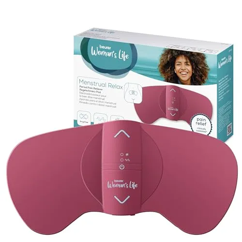 Beurer EM 50 Menstrual Relax - Menstruationspad mit TENS und Wärme-Funktion, natürliche Linderung bei Regelschmerzen und Endometriose, tragbar und wiederverwendbar