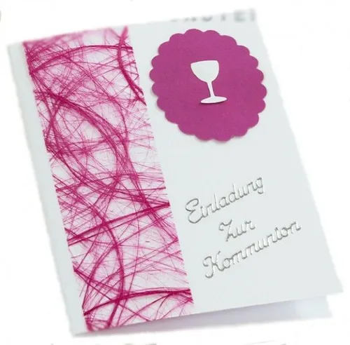 Einladung Einladungskarte Kommunion Einladungen pink KK018 10 x