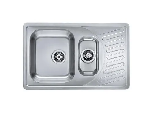Alveus Elegant 110 Spülbecken aus Edelstahl - Elegantes Spülbecken mit Abtropffläche, ideal für den Oberbau. Robustes, mattes Edelstahl sorgt für Langlebigkeit und ansprechendes Design. Perfekt für moderne Küchen mit vielseitigen Platzierungsoptionen.