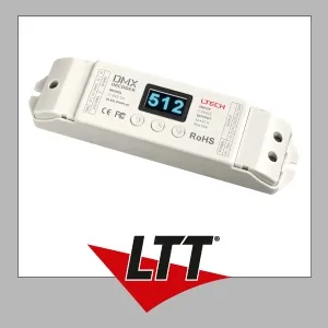 LTECH DMX LED-Treiber - 4x 5 A - Zubehör für Leuchten: Leistungsstarker 4-Kanal DMX LED-Treiber mit OLED-Display für einfache Steuerung und Programmierung, ideal für professionelles Lichtdesign.