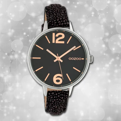 Oozoo Damenuhr Timepieces C10459 schwarz braun Lederarmband Analoguhr UOC10459